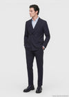 Lacivert Çizgili Zeroweight Slim Fit Yün Karışımlı Takım Elbise