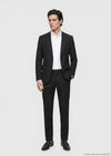 Siyah Çizgili Zeroweight Slim Fit %100 Yün Takım Elbise