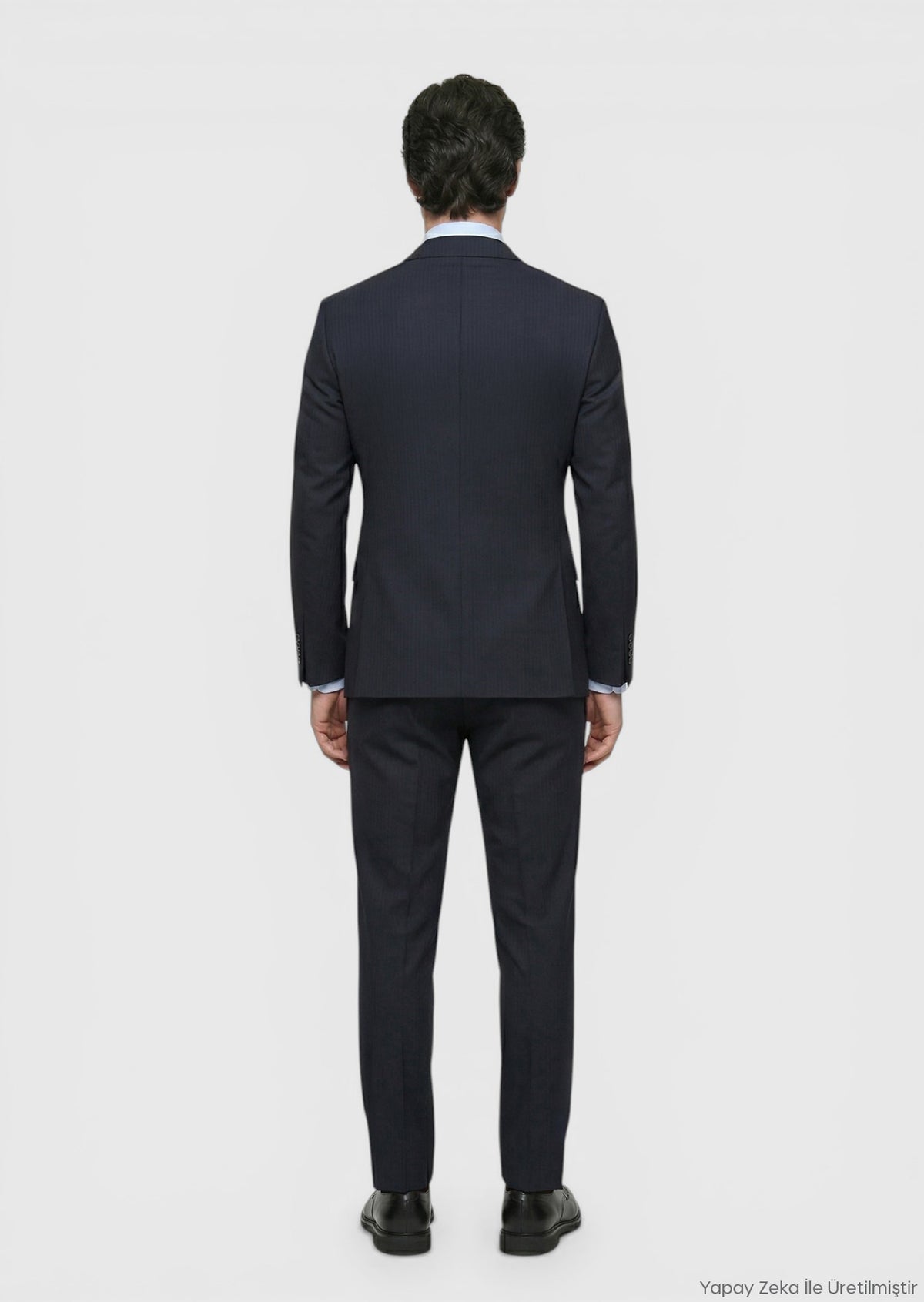 Lacivert Çizgili Zeroweight Slim Fit %100 Yün Takım Elbise