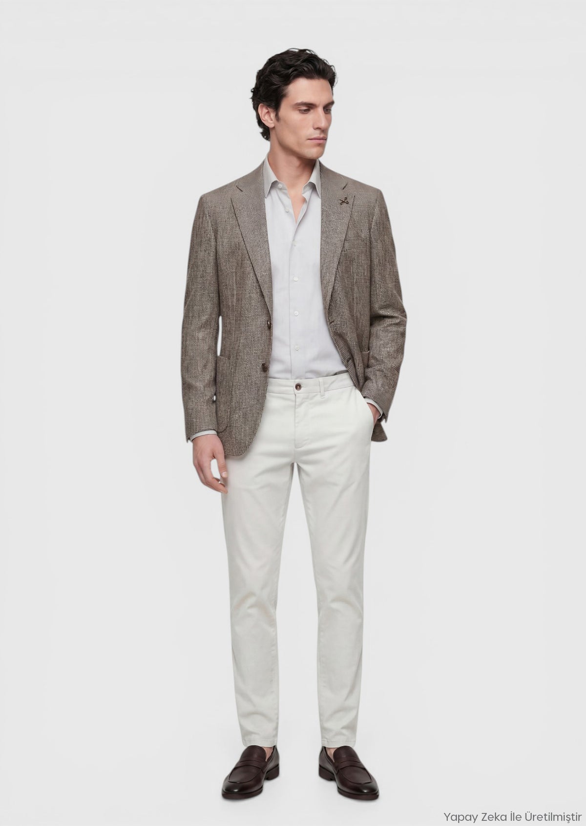 Açık Kahve Desenli Zeroweight Slim Fit Pamuk Karışımlı Ceket