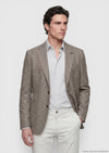 Açık Kahve Desenli Zeroweight Slim Fit Pamuk Karışımlı Ceket