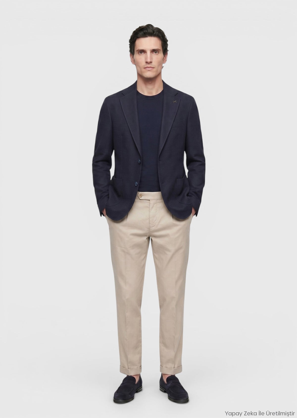 Açık Lacivert Shirt Shoulder Slim Fit Yün Karışımlı Ceket
