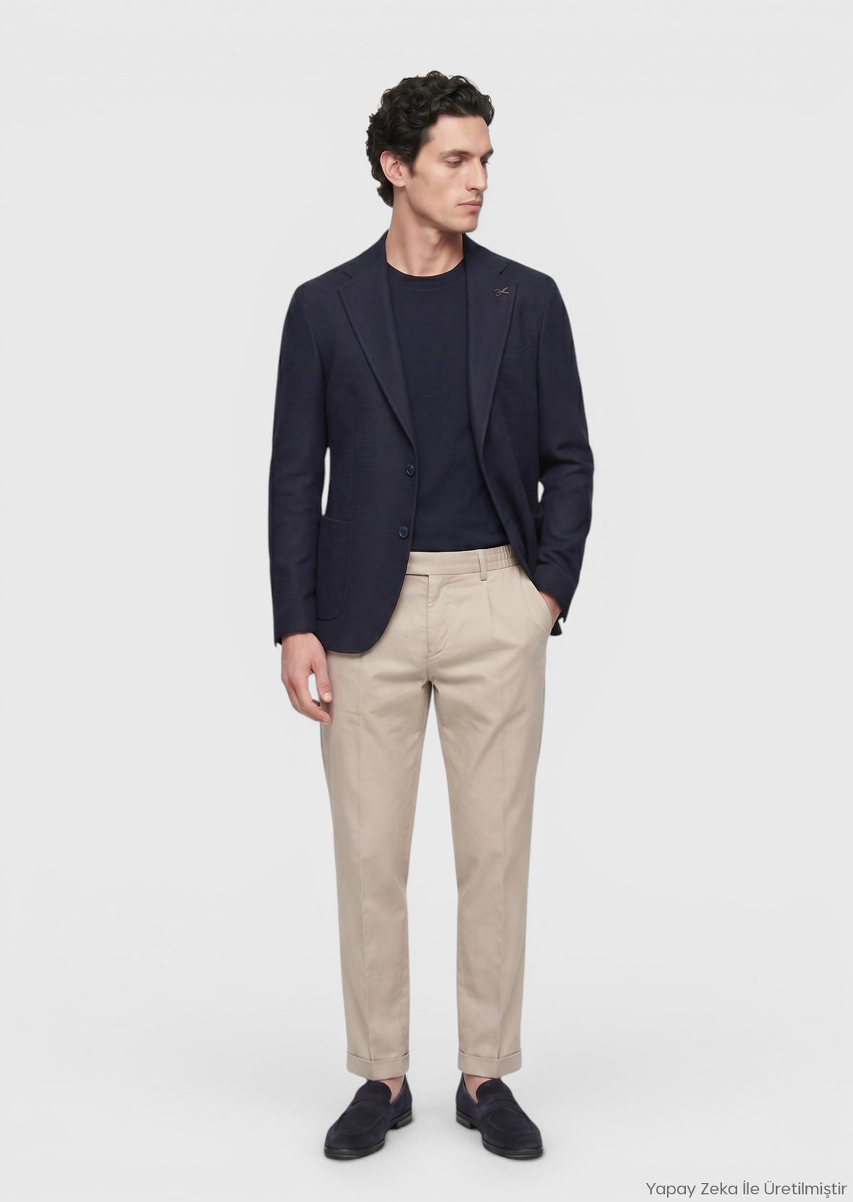 Açık Lacivert Shirt Shoulder Slim Fit Yün Karışımlı Ceket