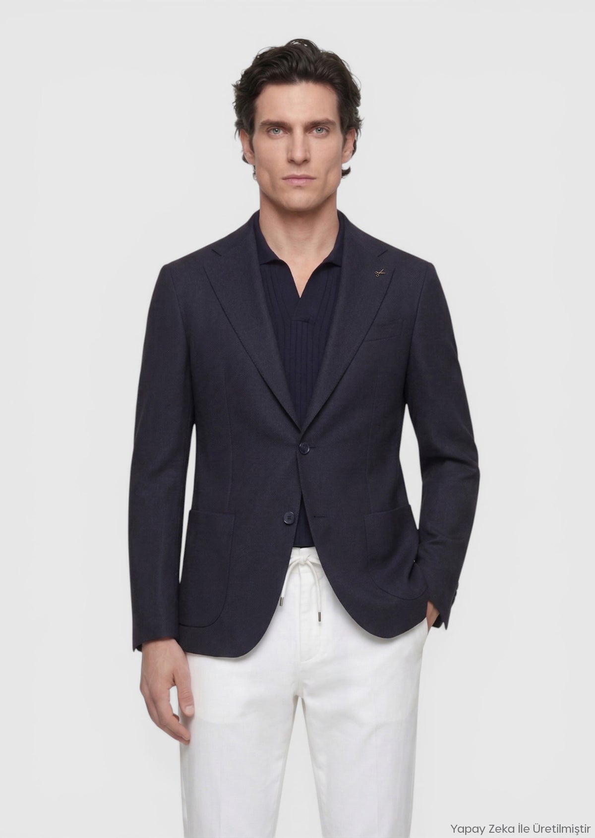 Lacivert Zeroweight Slim Fit Yün Karışımlı Ceket