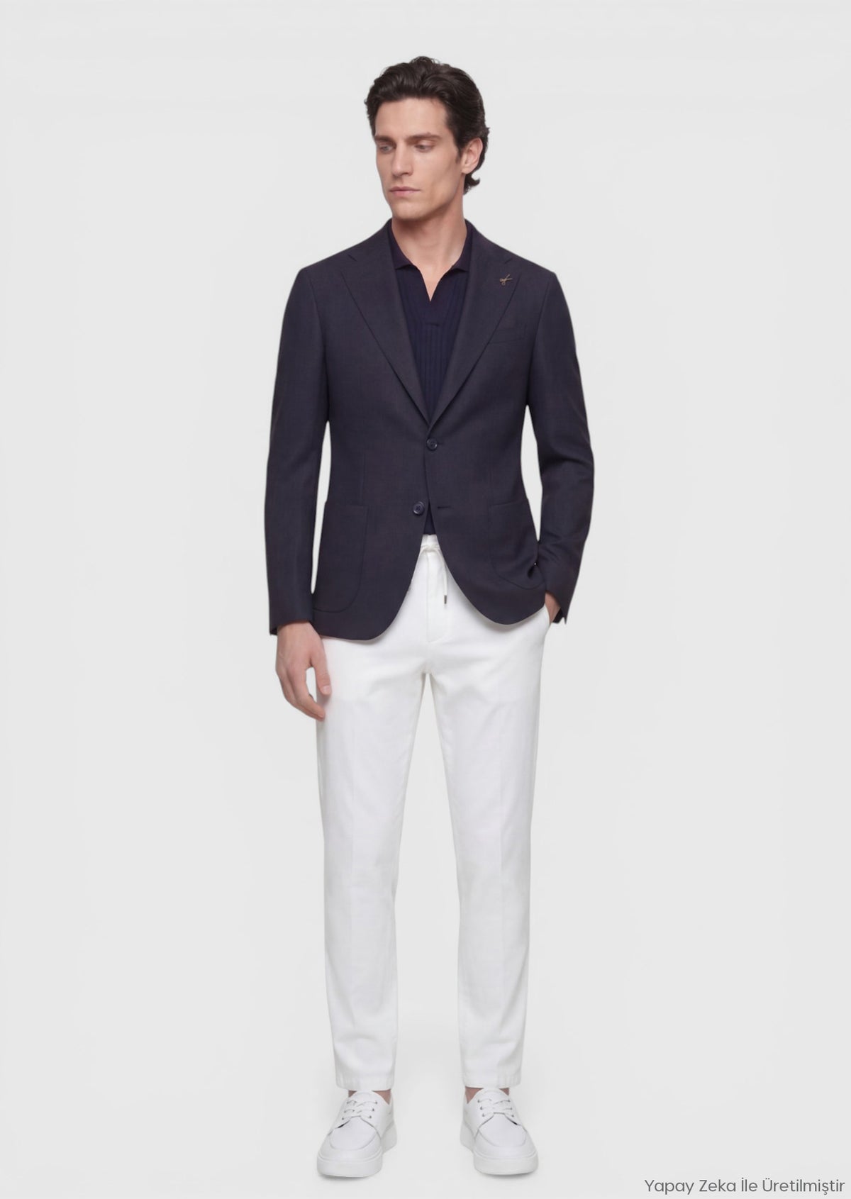 Lacivert Zeroweight Slim Fit Yün Karışımlı Ceket