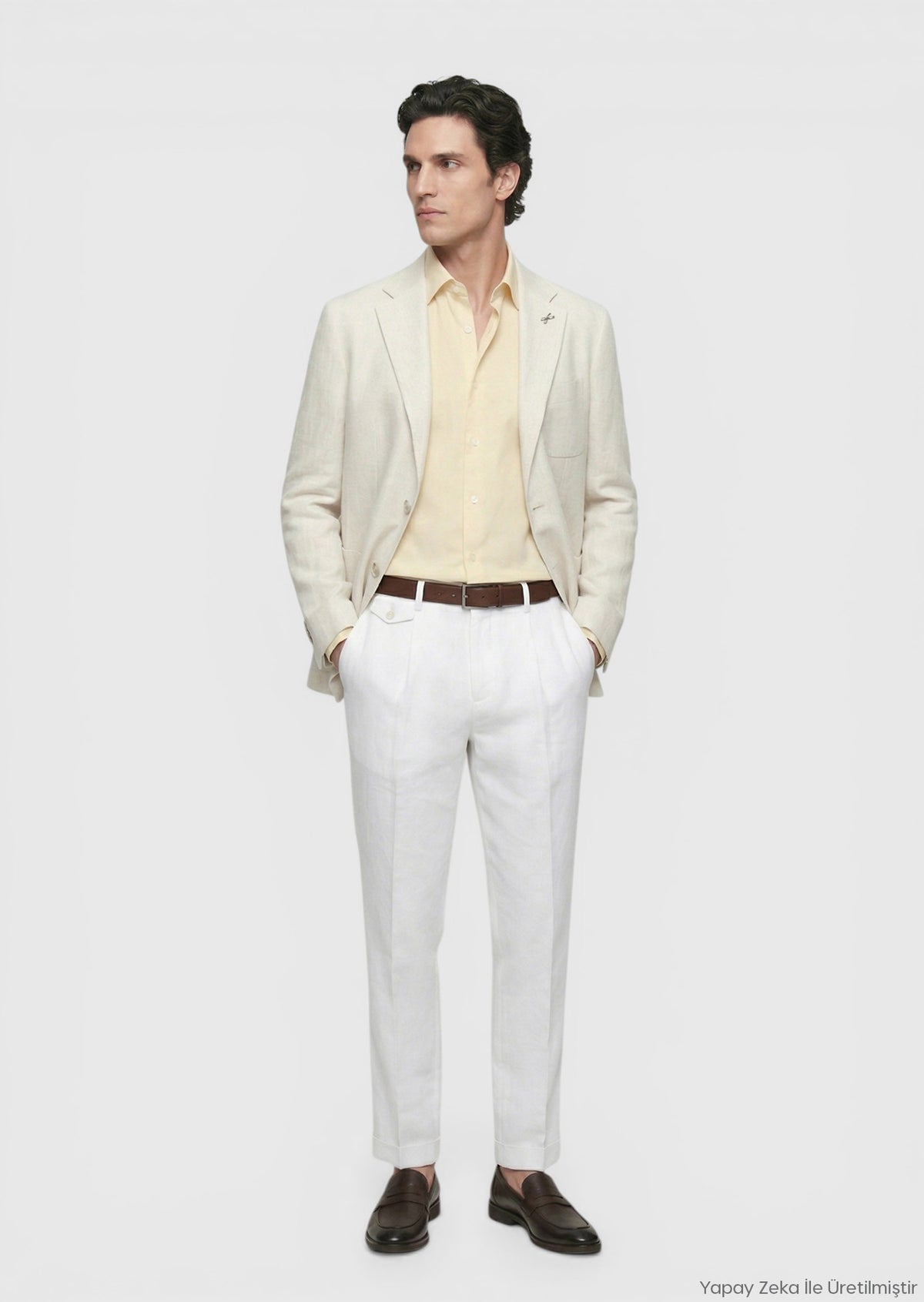 Bej Desenli Shirt Shoulder Slim Fit Pamuk Karışımlı Ceket