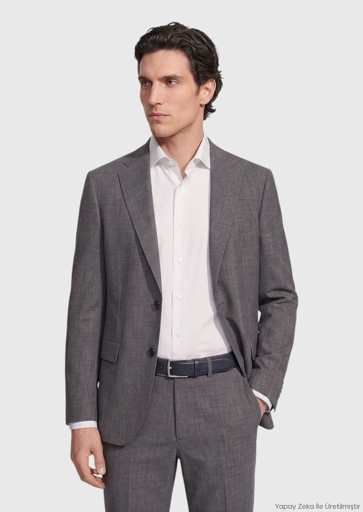Antrasit Düz Regular Fit İpek Karışımlı Takım Elbise