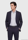 Lacivert Çizgili Zeroweight Slim Fit %100 Yün Takım Elbise