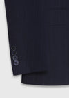 Lacivert Çizgili Zeroweight Slim Fit %100 Yün Takım Elbise