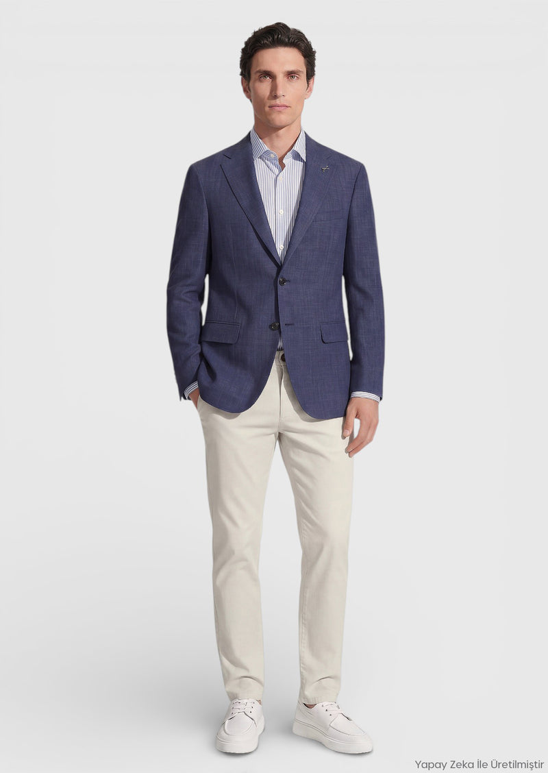İndigo Regular Fit İpek Karışımlı Ceket