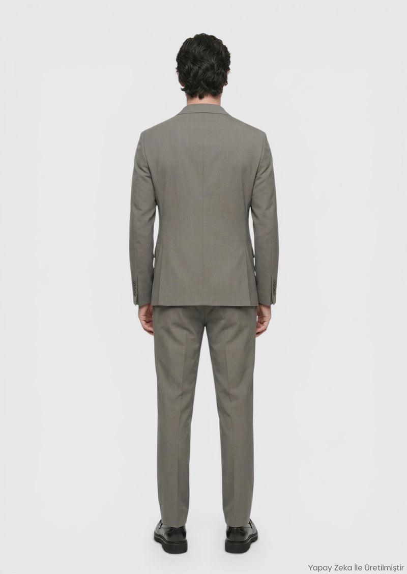 Kahverengi Düz Zeroweight Slim Fit Takım Elbise