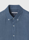 Petrol Düz Casual Fit Uzun Dokuma Casual %100 Keten Gömlek