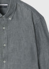 Koyu Yeşil Düz Casual Fit Uzun Dokuma Casual %100 Keten Gömlek