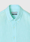 Mint Düz Casual Fit Uzun Dokuma Casual %100 Keten Gömlek