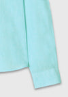 Mint Düz Casual Fit Uzun Dokuma Casual %100 Keten Gömlek