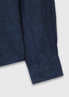 İndigo Düz Casual Fit Uzun Dokuma Casual %100 Keten Gömlek