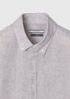 Bej Düz Casual Fit Uzun Dokuma Casual %100 Keten Gömlek