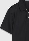 Siyah Düz Pamuk Karışımlı T-Shirt