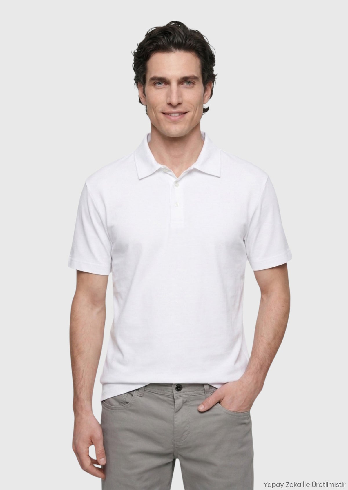 Beyaz Düz Pamuk Karışımlı T-Shirt
