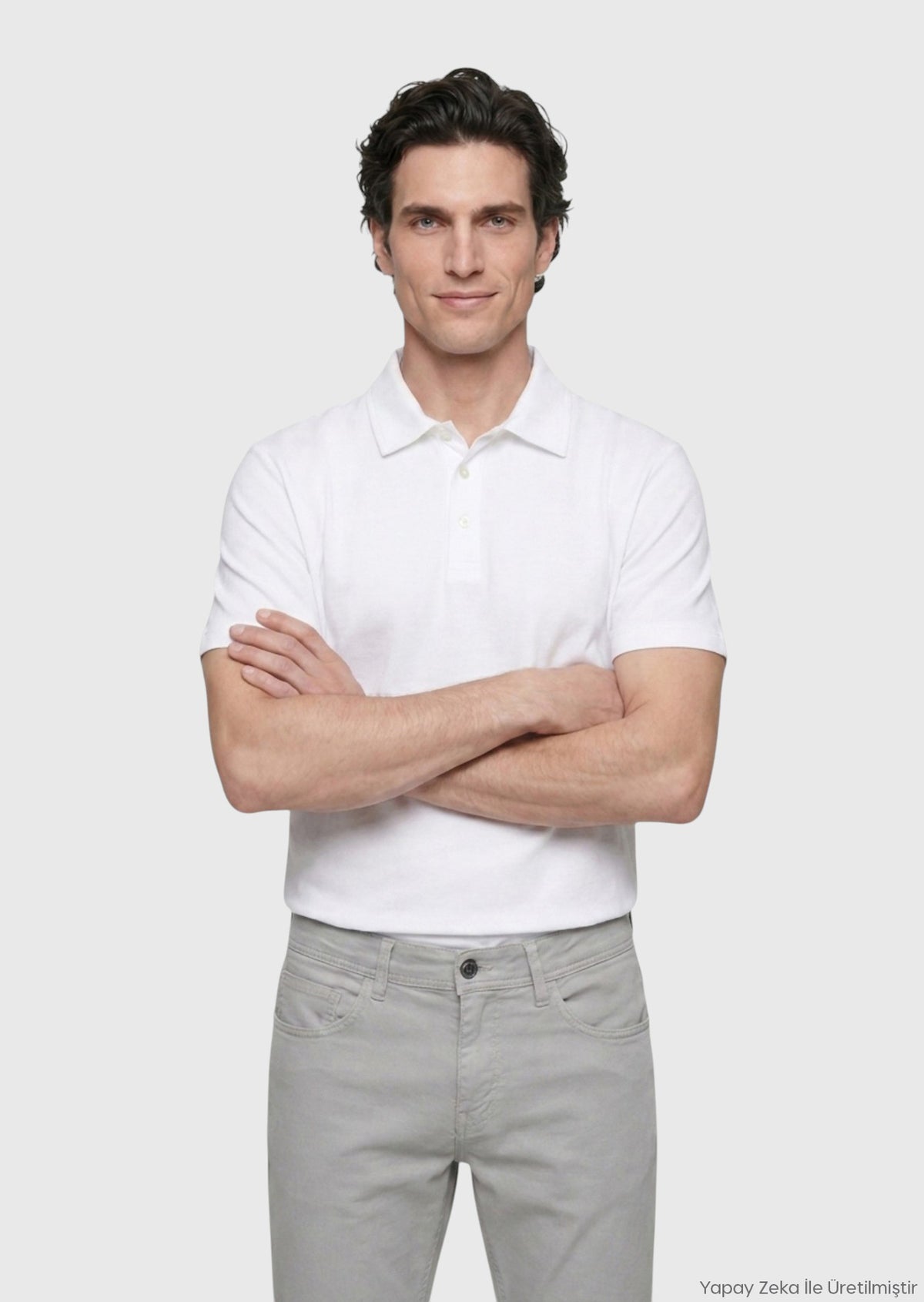 Beyaz Düz Pamuk Karışımlı T-Shirt