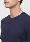 Lacivert Düz Pamuk Karışımlı T-Shirt