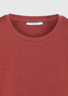 Kiremit Düz Pamuk Karışımlı T-Shirt