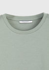 Haki Düz Pamuk Karışımlı T-Shirt