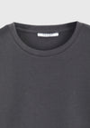 Antrasit Düz Pamuk Karışımlı T-Shirt