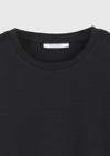 Siyah Düz Pamuk Karışımlı T-Shirt
