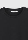 Siyah Düz Pamuk Karışımlı T-Shirt