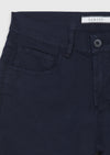 Lacivert Düz Dokuma Slim Fit Casual Pamuk Karışımlı Pantolon