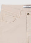 Bej Düz Dokuma Slim Fit Casual Pamuk Karışımlı Pantolon