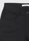 Siyah Düz Dokuma Slim Fit Casual Pamuk Karışımlı Pantolon