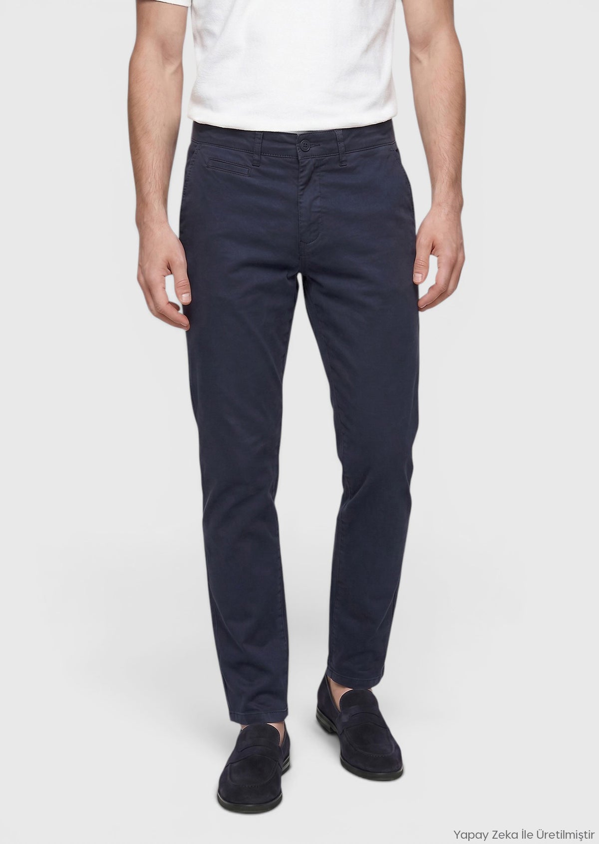 Lacivert Düz Dokuma Regular Fit Casual Pamuk Karışımlı Pantolon