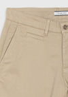 Bej Düz Dokuma Regular Fit Casual Pamuk Karışımlı Pantolon
