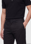 Siyah Düz Dokuma Regular Fit Casual Pamuk Karışımlı Pantolon