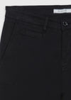 Siyah Düz Dokuma Regular Fit Casual Pamuk Karışımlı Pantolon
