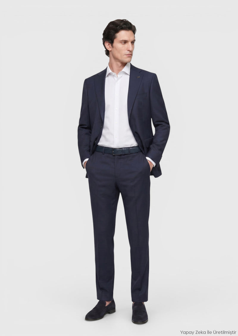 Saks Düz Regular Fit %100 Yün Takım Elbise