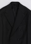 Siyah Düz Slim Fit Kruvaze Yaka Dokuma Smokin Takım Elbise