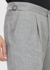 Gri Düz Dokuma Regular Fit Casual %100 Keten Pantolon