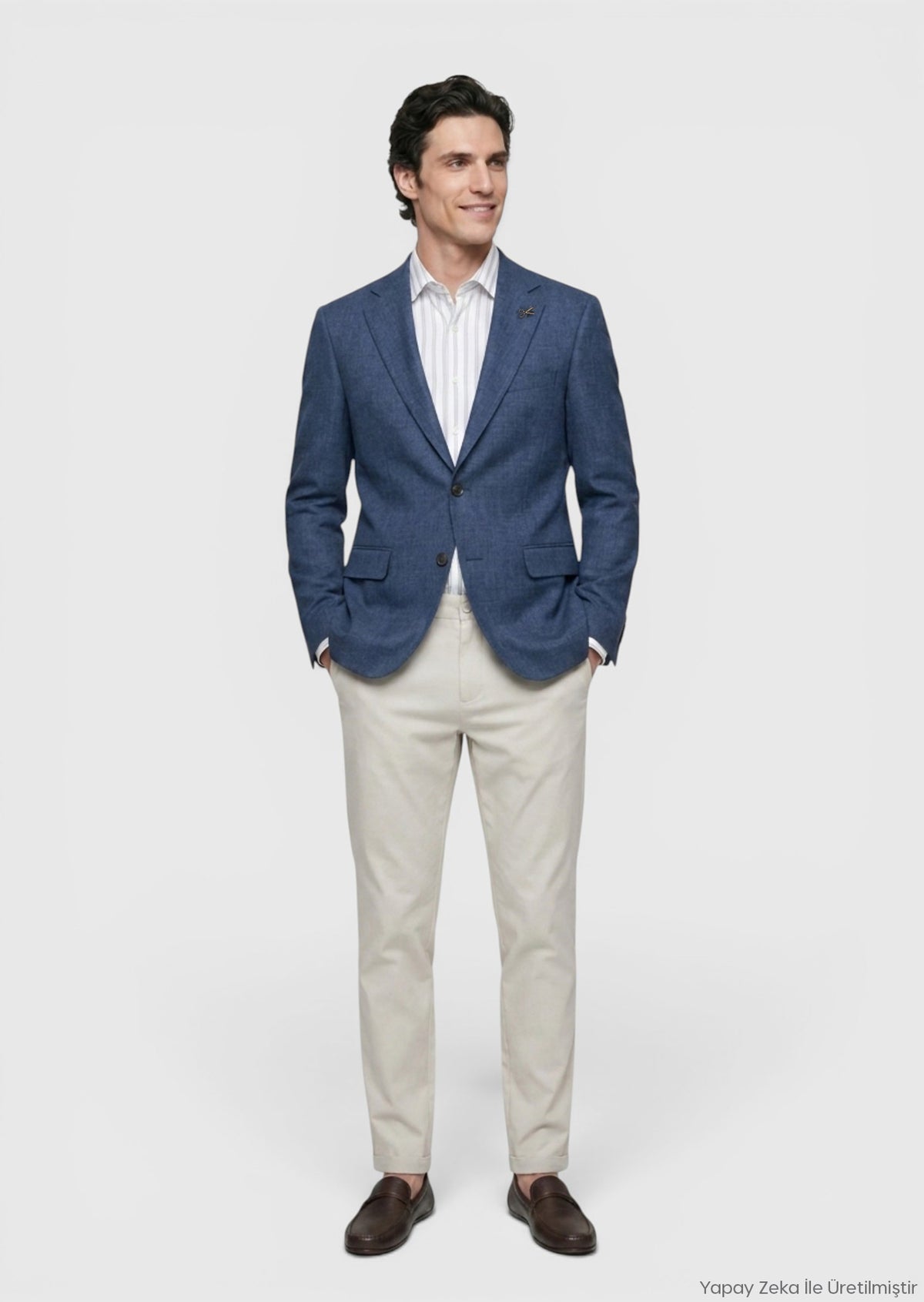 Açık Lacivert Zeroweight Slim Fit %100 Keten Ceket