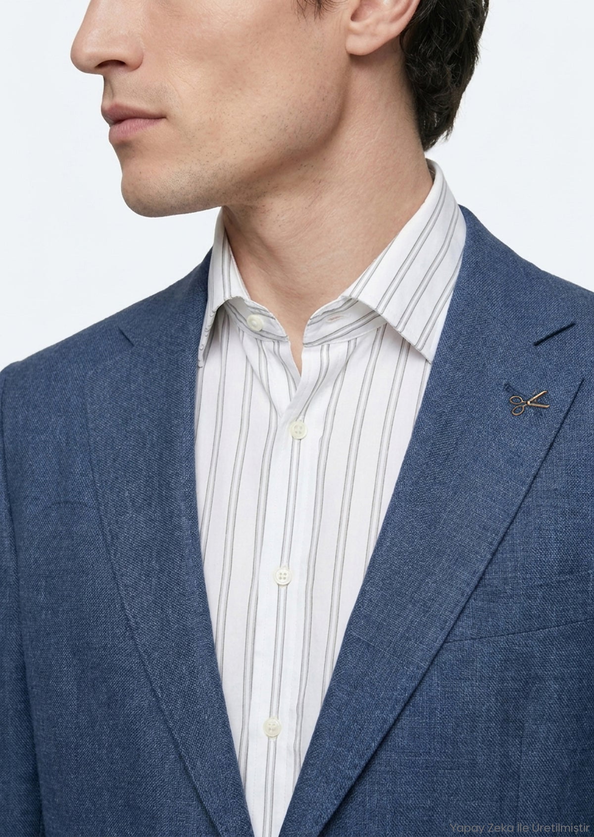 Açık Lacivert Zeroweight Slim Fit %100 Keten Ceket