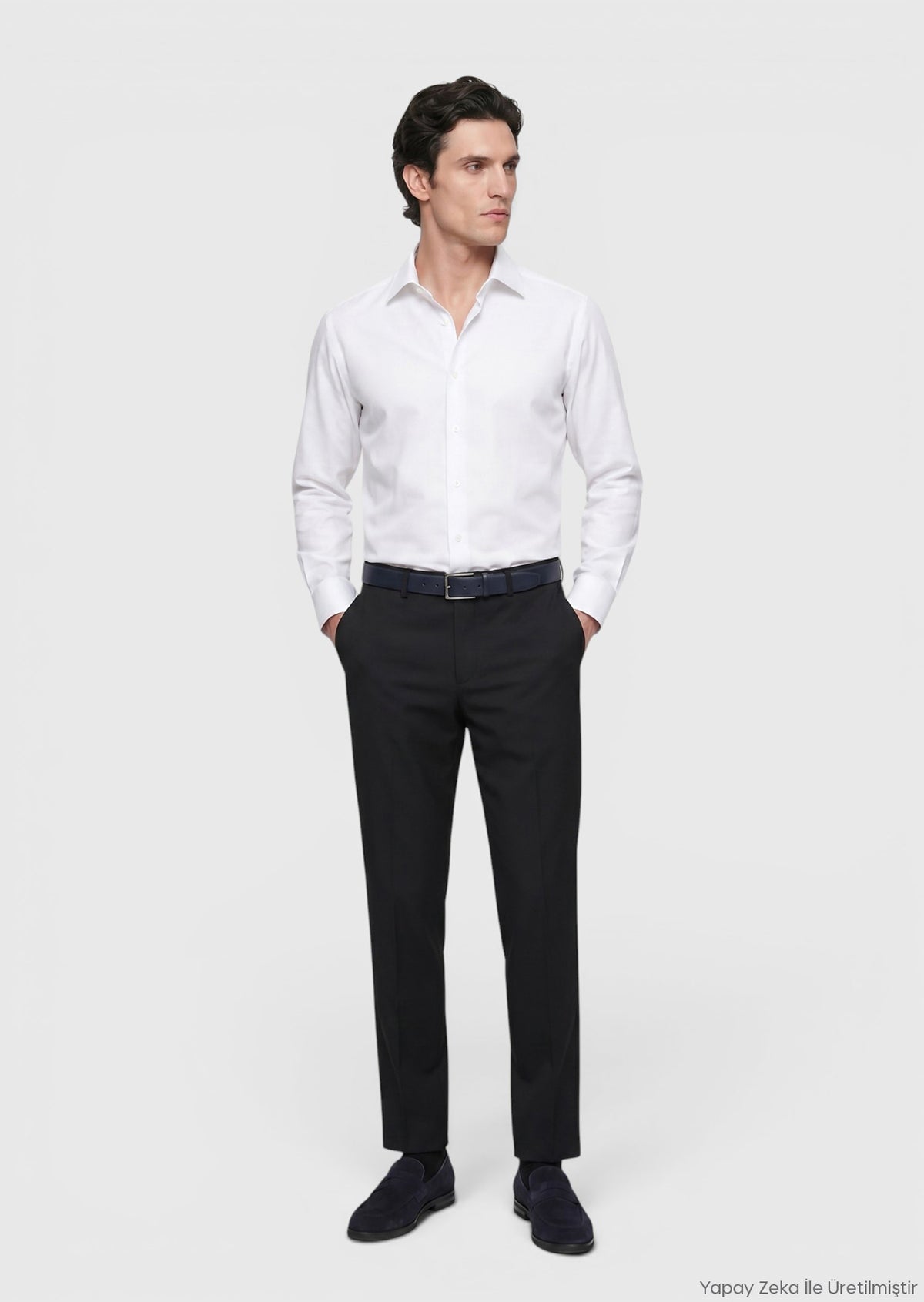 Dark Navyblue Weaving Regular Fit Classical Wool Blended Trousers