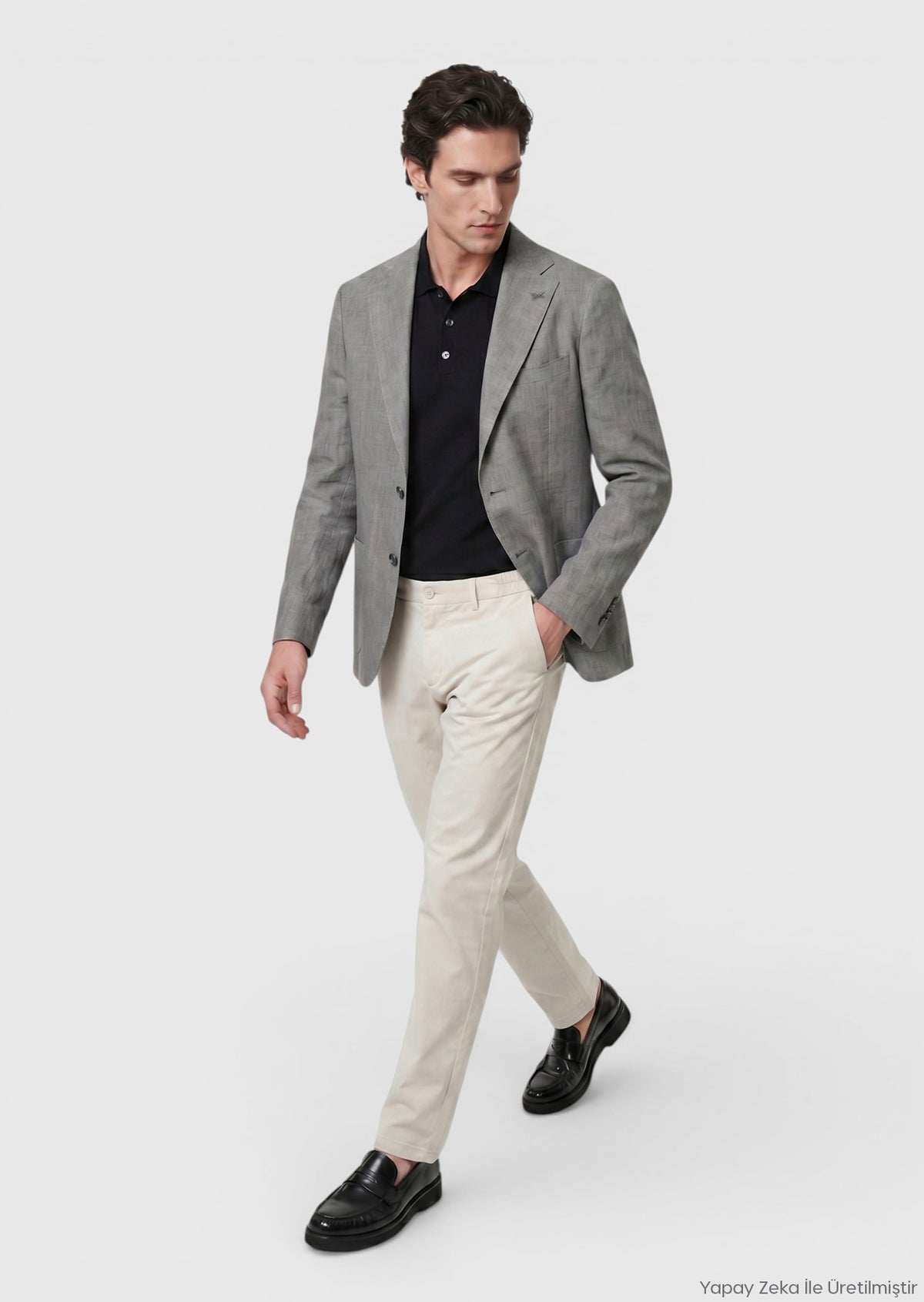 Gri Shirt Shoulder Slim Fit %100 Keten Ceket