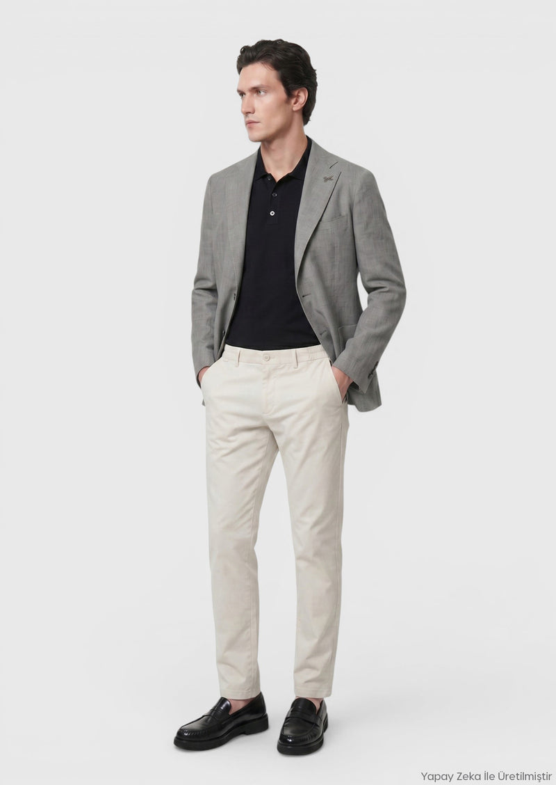 Gri Shirt Shoulder Slim Fit %100 Keten Ceket