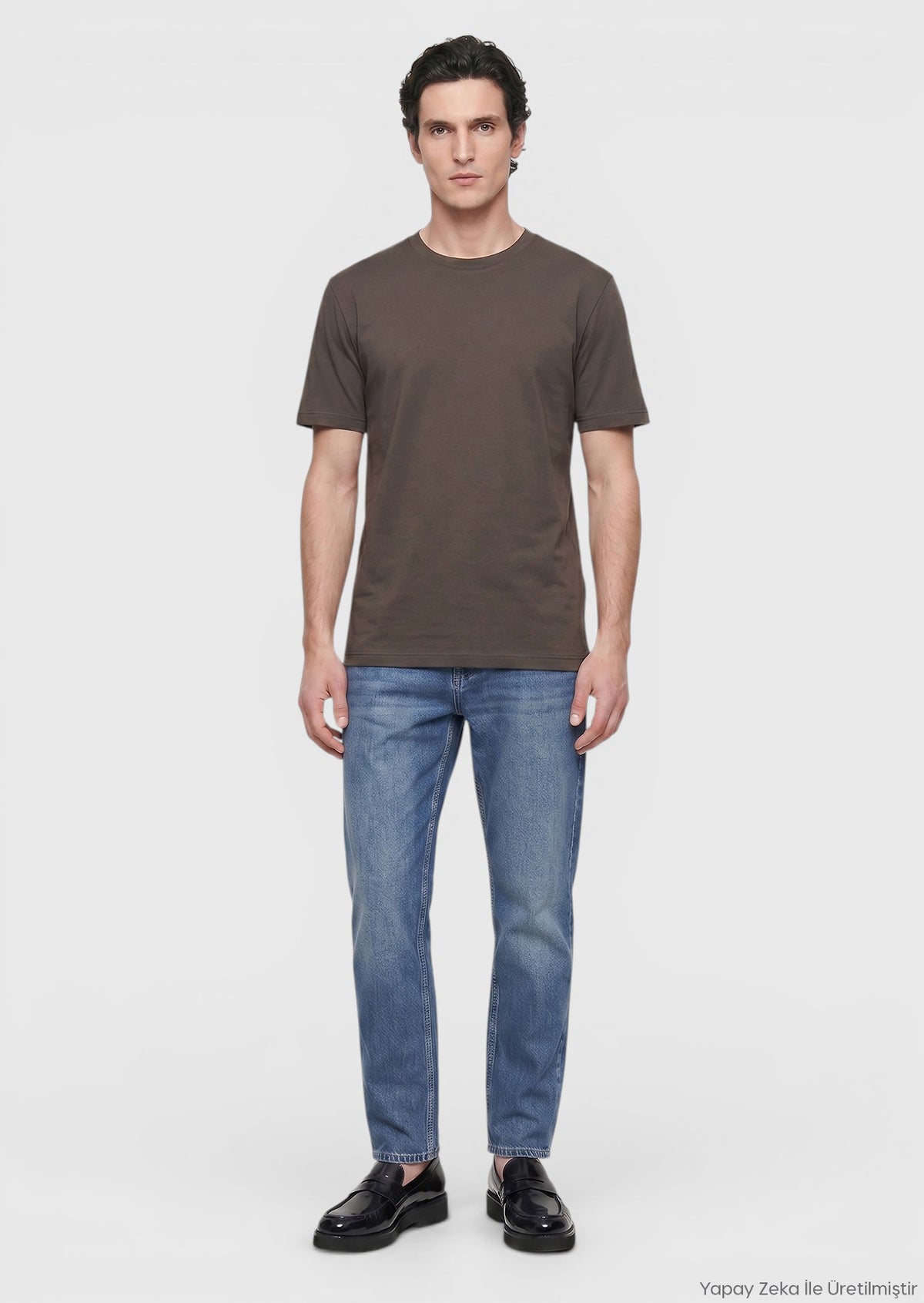 Vizon Düz Bisiklet Yaka %100 Pamuk T-Shirt