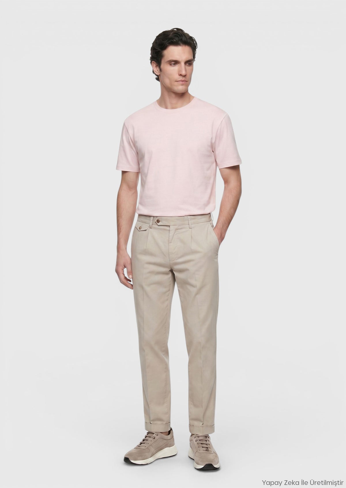 Açık Pembe Düz Bisiklet Yaka %100 Pamuk T-Shirt