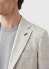 Açık Gri Desenli Zeroweight Slim Fit %100 Keten Ceket