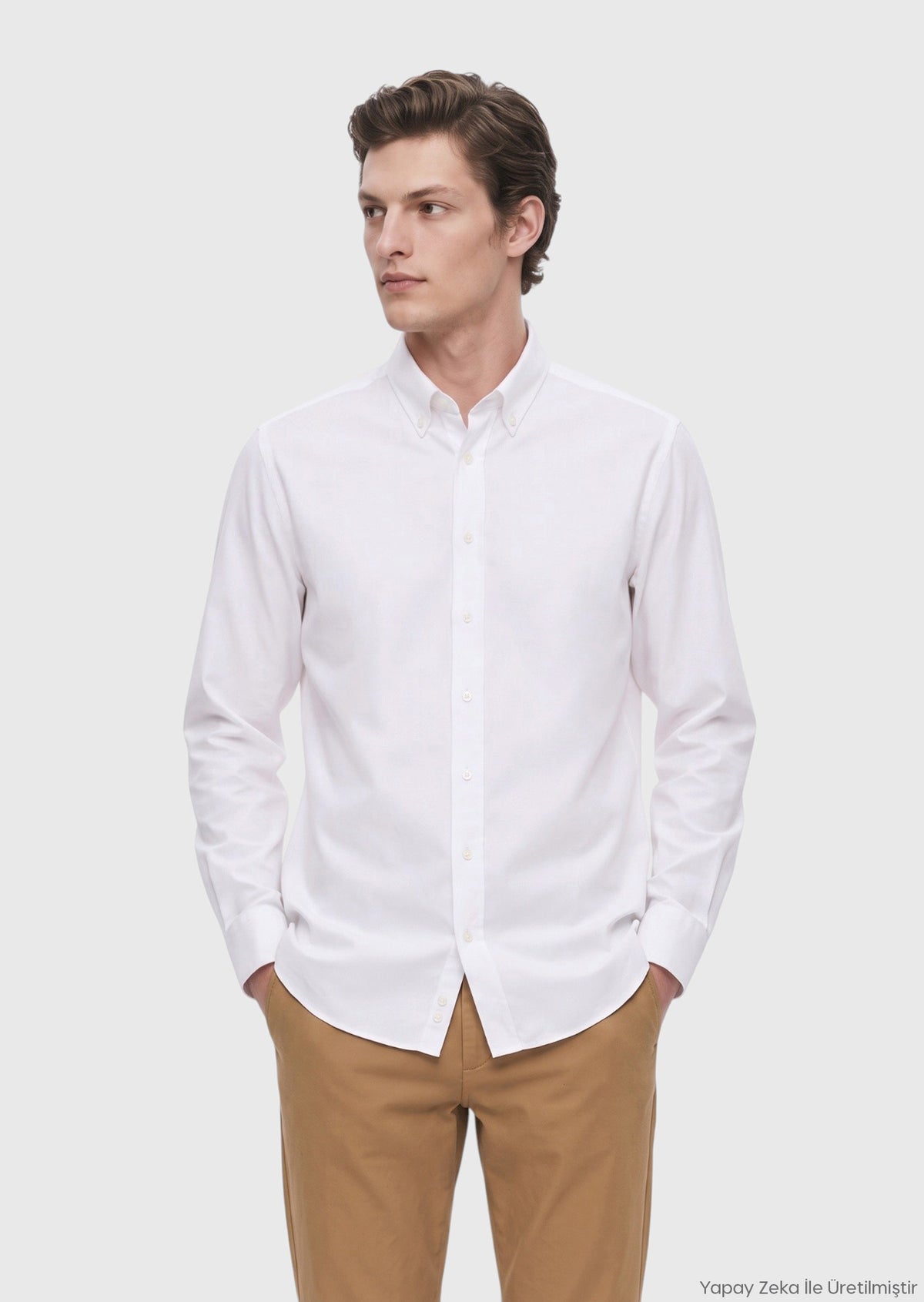 White Plain Regular Fit Long Material Casual Shirt
