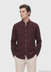 Bordo Düz Regular Fit Uzun Kumaş Casual Gömlek